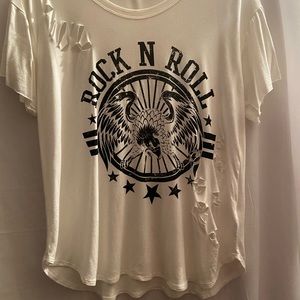 Ladies oversized rock and roll t-shirt in size large (check measurements)
